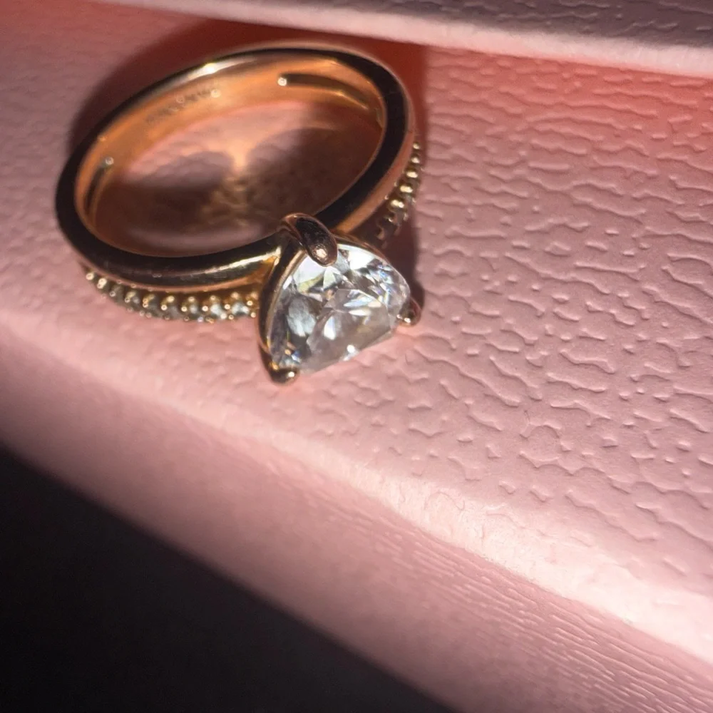 Pandora Silver Heart Solitaire Ring with Raised Band